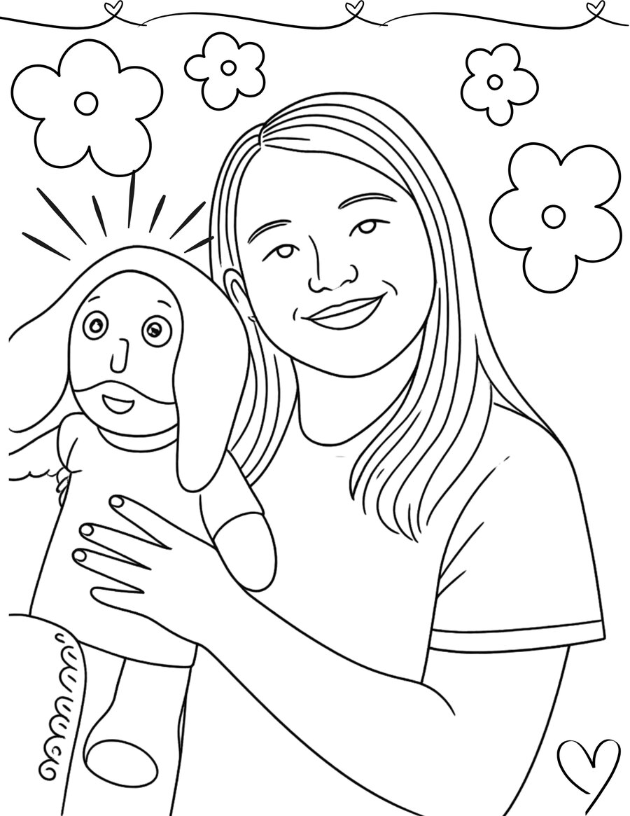 Preview of a black-and-white family coloring page
