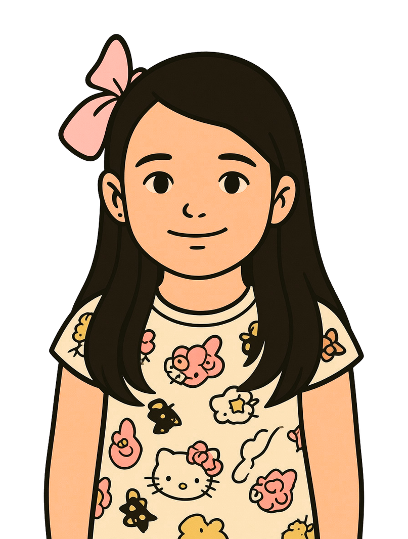 Cartoon Olivia wearing a pink bow