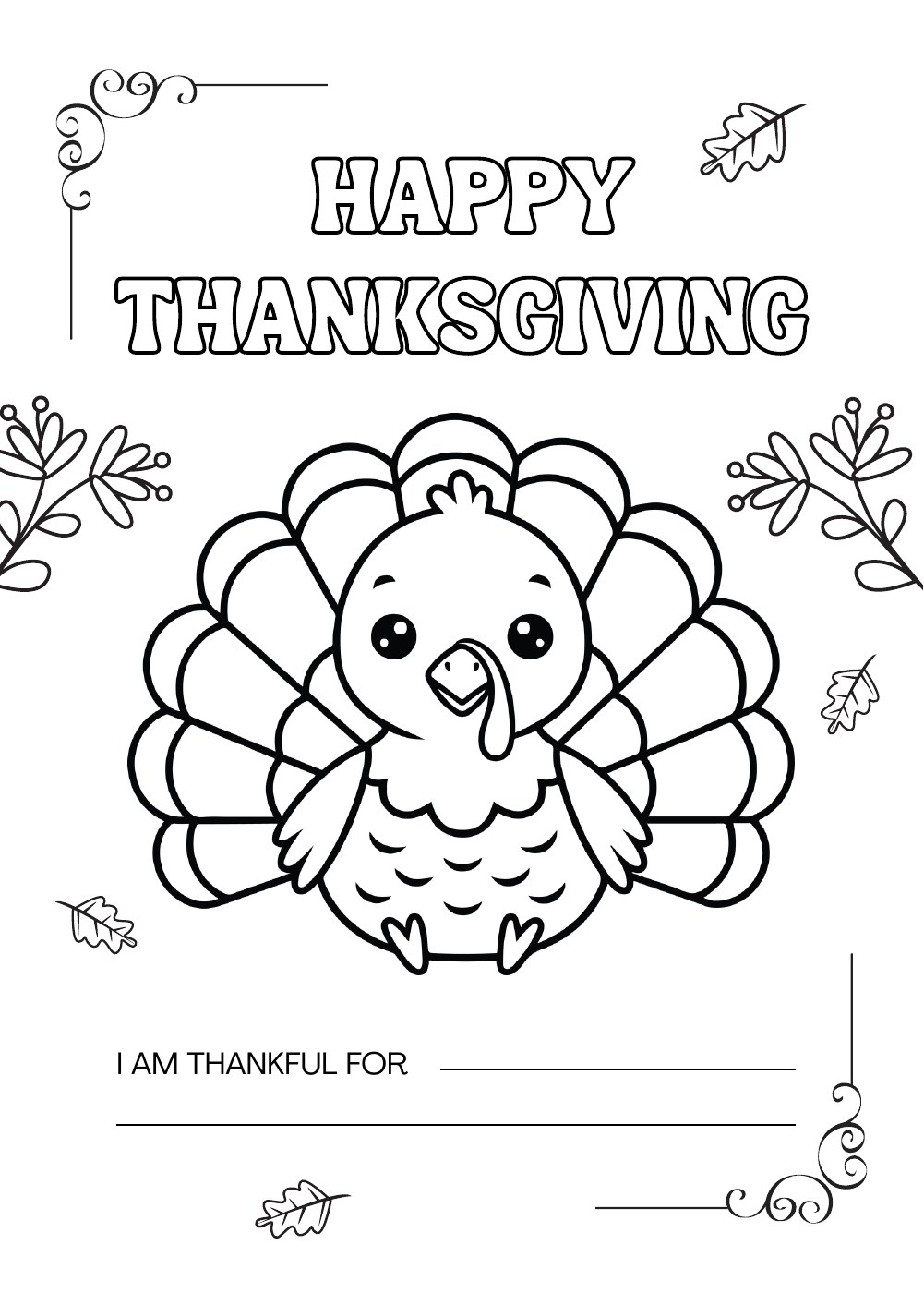 Preview of the Happy Thanksgiving turkey coloring activity